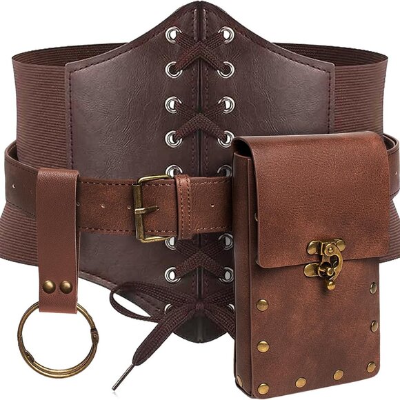 Womens Corset Belt Belt Pouch Waist Bag Fanny Pack Phone Holder Medieval Renaiss